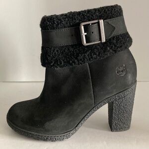 Timberland Women's Glancy Teddy Fleece Boots Booties Faux Fur Leather 6M - NWOB